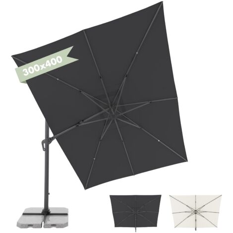 Doppler ombrellone a pendolo Jack 400x300cm al antracite I Ombrellone per balcone e terrazza I Ombrellone a manovella per giardino e terrazza I Ombrellone in alluminio resistente ai raggi UV
