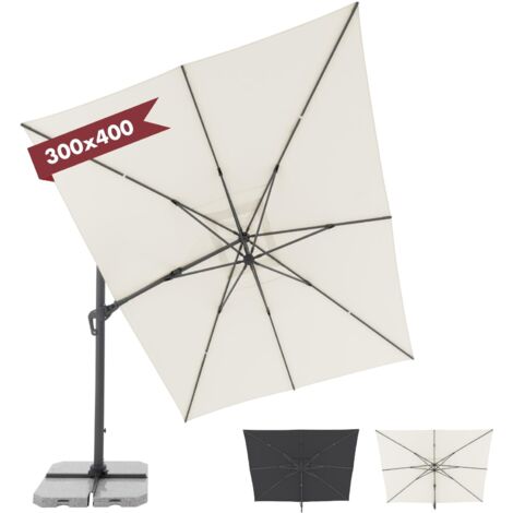 Doppler ombrellone a pendolo Jack 400x300cm al naturale I Ombrellone per balcone e terrazza I Ombrellone a manovella per giardino e terrazza I Ombrellone in alluminio resistente ai raggi UV