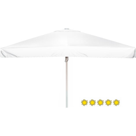 Doppler Sonnenschirm/ Großschirm "Telestar"  400 x 400 cm, weiß, mit Volant, Bezug aus 100% Polyester, Gestell aus Aluminium, 25 kg Sonnenschirm / Großschirm "Telestar 400 x 400", inkl. Schutzhülle, w