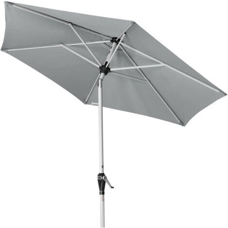 Doppler Sonnenschirm/ Kurbelschirm "Active Auto Tilt 210" mit Höhenverstellung, 210 cm, hellgrau Bezug aus 100% Polyester, Stock aus Aluminium, Streben aus Stahl, 4,4 kg