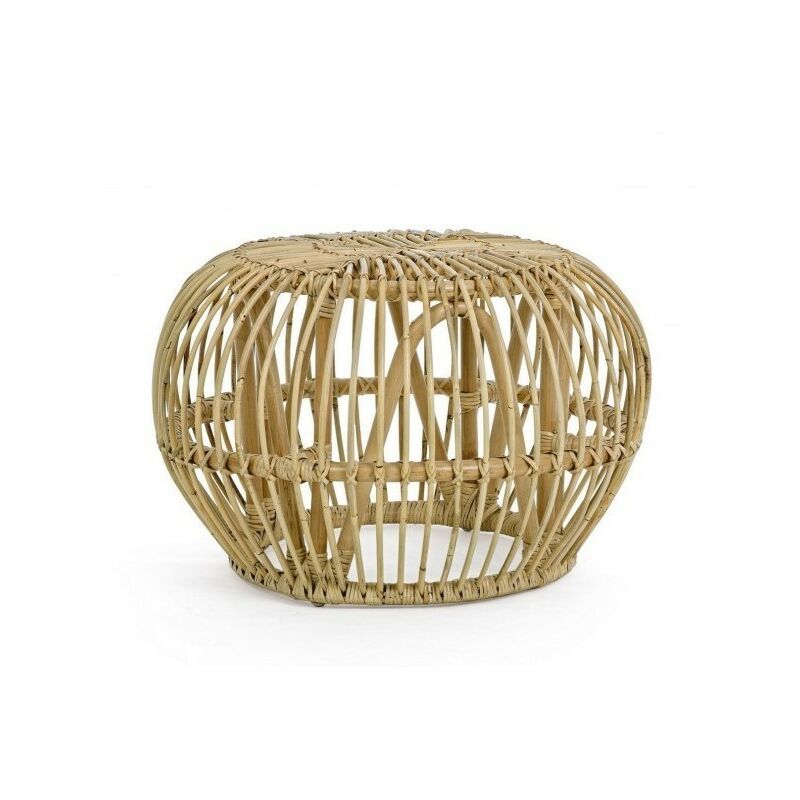 DORADAL Table basse d'extérieur en rotin naturel Pouf diamètre 65x h44 cm