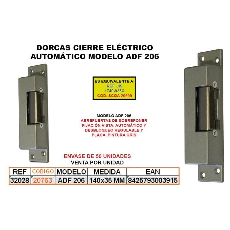 

dorcas cierre elect.autom. adf-206+desbloq+regulable+placa 32028 - Mibricotienda
