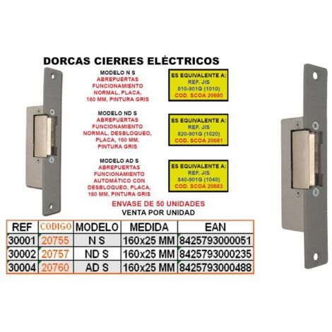 dorcas cierre elect.funcion normal n-s+placa 160x25 30001(s3115)