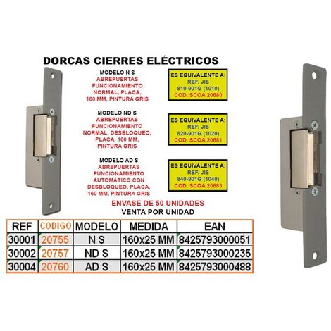 dorcas cierre elect.funcion normal nd-s+desb+pla.160x25 mm 3116