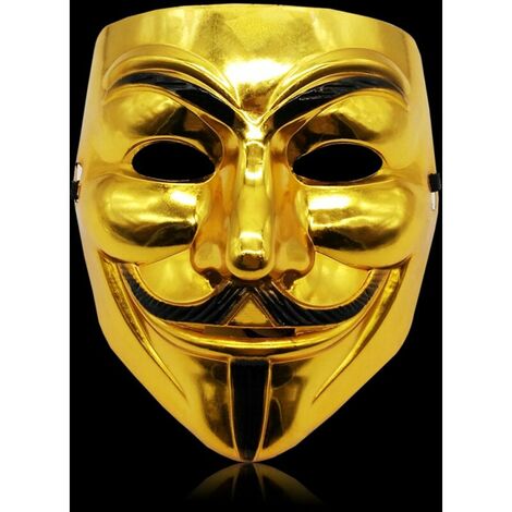 Doré Adultes Guy Fawkes Masque Hacker Anonyme Halloween Déguisement Adultes Enfants Jouer Anon Masque Déguisement Adultes Enfants Masque Costume Party Props Hacker Masque Accessoire