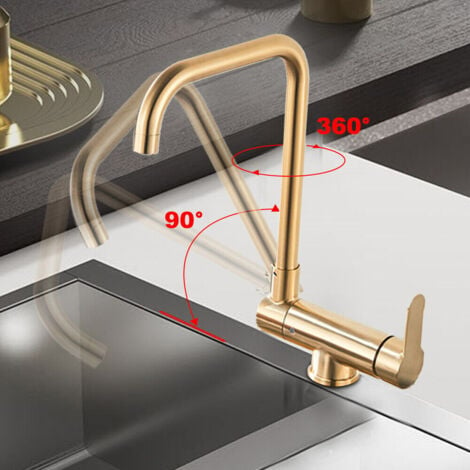 GROHE essence new robinet de cuisine avec mousseur extractible avec bec  haut pivotant 360° cool sunrise - 30270GL0 