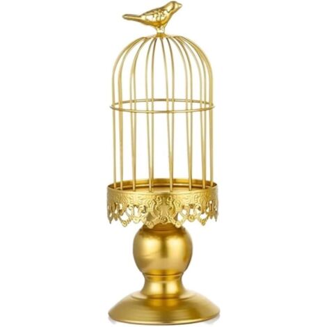(Doré S) Décoration de bougeoir rétro créative en forme de cage à oiseaux, bougeoir en fer forgé, accessoires de photographie pour mariage et restaurant