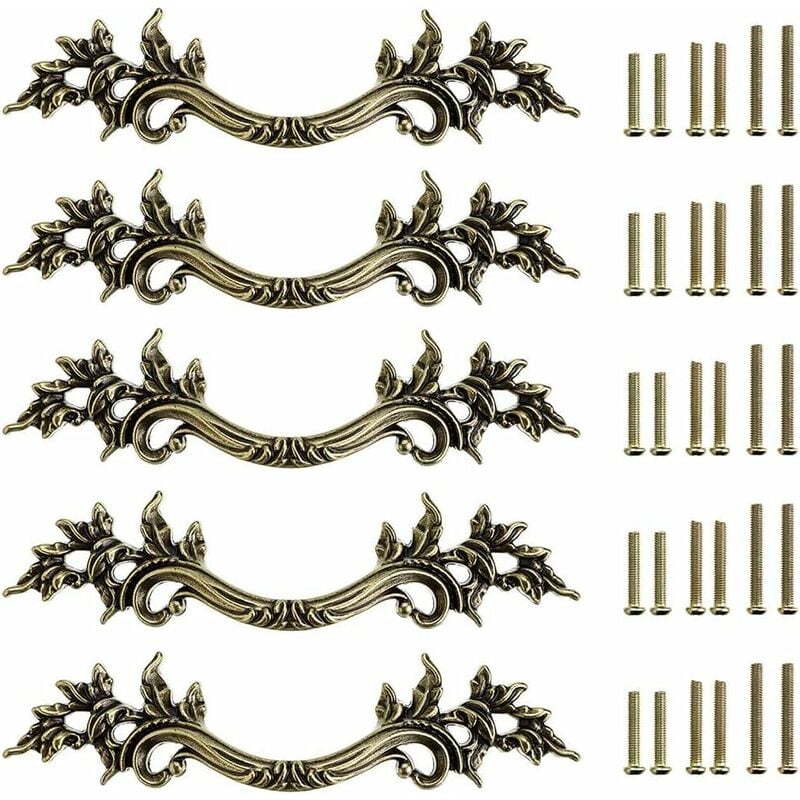 5pcs Poignée de porte vintage Bouton de Porte de Placard rétro,décorer le Tiroir, la Commode, Placard, Meuble etc. (bronze)
