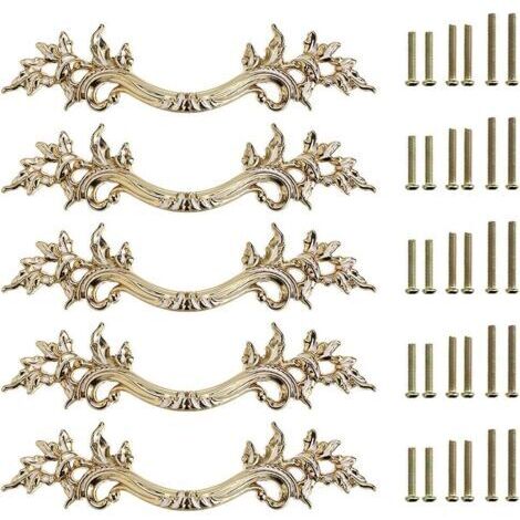 (Dorée)5pcs Poignée de porte vintage Bouton de Porte de Placard rétro,décorer le Tiroir, la Commode, Placard, Meuble etc.
