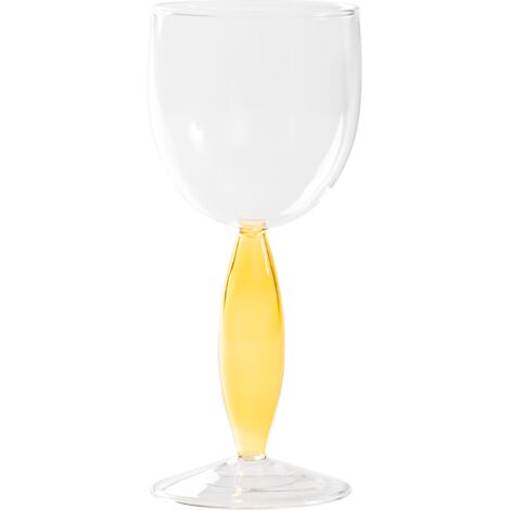 Dorici Lot de 4 Verres à Vin Blanc en Verre Borosilicaté Soufflé à la Main avec Tige Creuse Couleur Jaune Or et Esthétique Raffinée et Élégante
