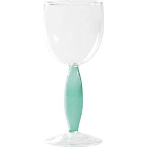 Dorici Lot de 4 Verres à Vin Blanc en Verre Borosilicaté Soufflé à la Main Transparent et Vert Lac, Design Artisanal Élégant et Raffiné