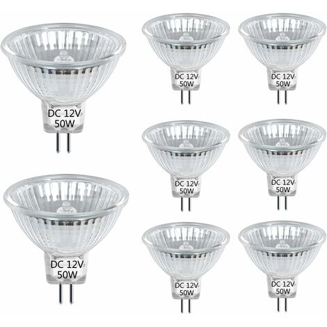 Doright 8X DC 12V Ampoules Halogènes MR16 GU5.3 50W à Intensité Variable, Base à 2 Broches, Réflecteur Dichroïque, Blanc Chaud 2800K, Angle de Faisceau 30°, 800 lumens, Pleine Luminosité Instantanée
