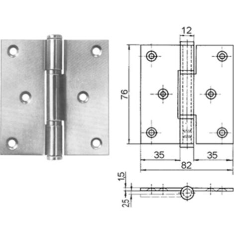 dormakaba Türband 260,  Edelstahl Rostfrei,  82x76 mm,  DIN Rechts,  Stift lose