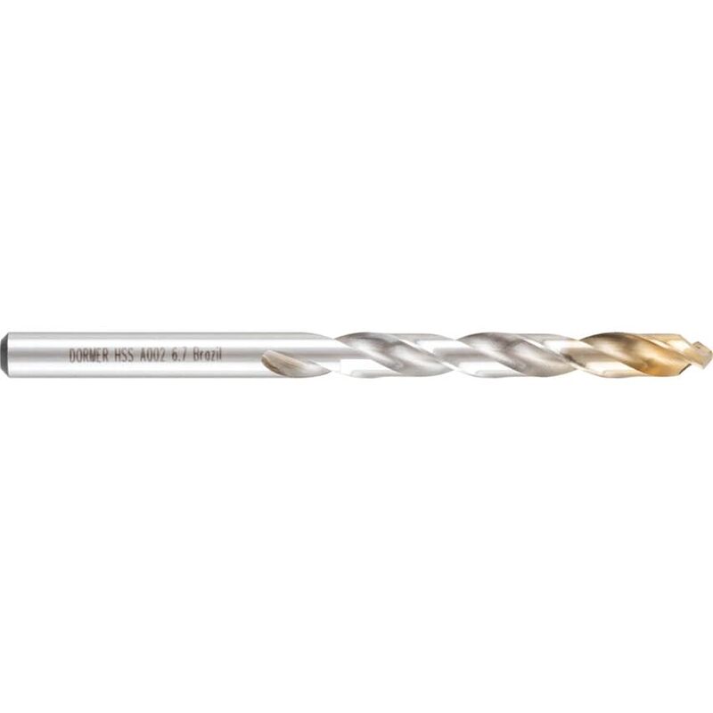 Dormer A002 6.70MM HSS Straight Shank Jobber Drills - TiN Tipped