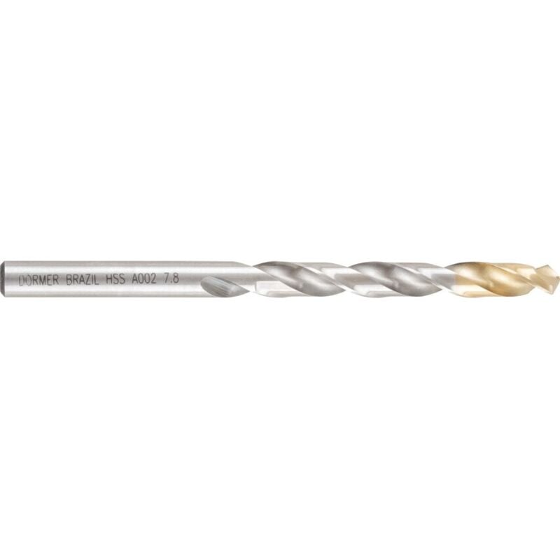 Dormer A002 7.80MM HSS Straight Shank Jobber Drills - TiN Tipped