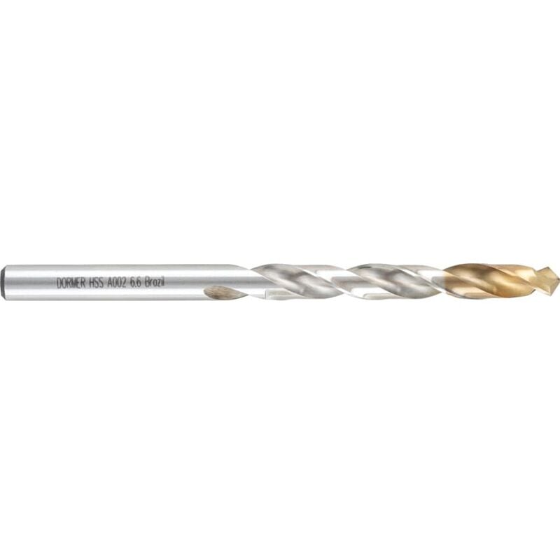 Dormer A002 6.60MM HSS Straight Shank Jobber Drills - TiN Tipped