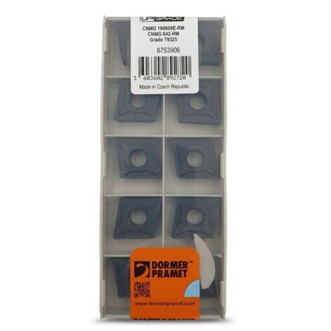 DORMER PRAMET - Plaquettes de tournage - CNMG 190608E-RM Nuance T9325 UPGRADE - Plaquettes réversibles pour usinage polyvalent P M K S - Voir photos pour détails
