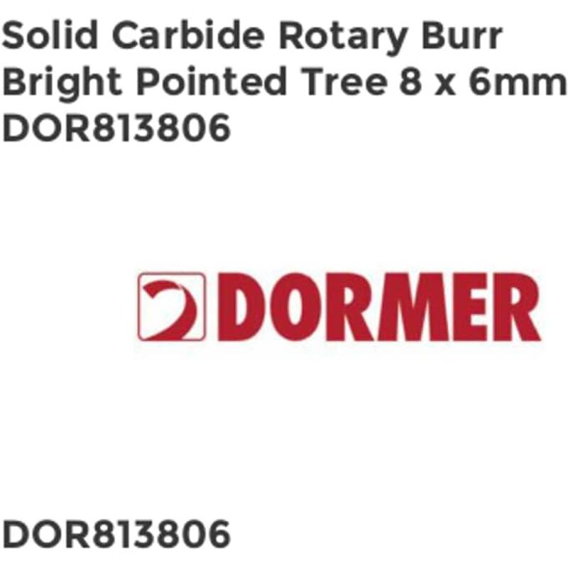 Dormer - Solid Carbide Rotary Burr Bright Pointed Tree 8 x 6mm DOR813806