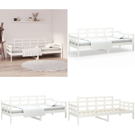 Dormeuse Bianca in Legno Massello di Pino 80x200 cm - Letto per ospiti - Divano letto