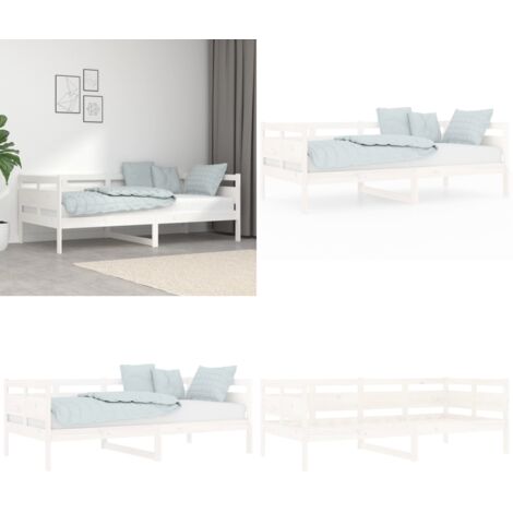 Dormeuse Bianca in Legno Massello di Pino 90x190 cm - Letto per ospiti - Divano letto