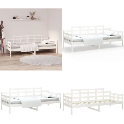 Dormeuse Bianca in Legno Massello di Pino 90x190 cm - Letto per ospiti - Divano letto