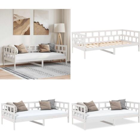 Dormeuse Bianca in Legno Massello di Pino 90x200 cm - Divano letto in legno - Letto in legno massello