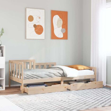 Dormeuse con Cassetti 90x200 cm Legno Massello Pino vidaXL 404695