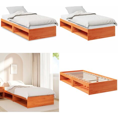 Dormeuse con Materasso Marrone 80x200 cm Legno Massello di Pino - Materasso in schiuma - Letto con spazio sottostante