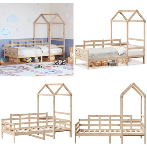 Dormeuse con Tetto 80x200 cm in Legno Massello di Pino - Letto in legno - Divano letto