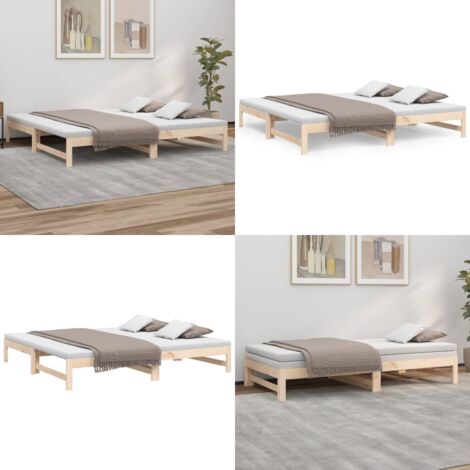 Dormeuse Estraibile 2x(90x200) cm Legno Massello di Pino - Divano letto estraibile - Letto per ospiti