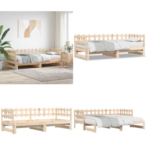 Dormeuse Estraibile 2x(90x200) cm Legno Massello di Pino - Divano letto - Letto estraibile