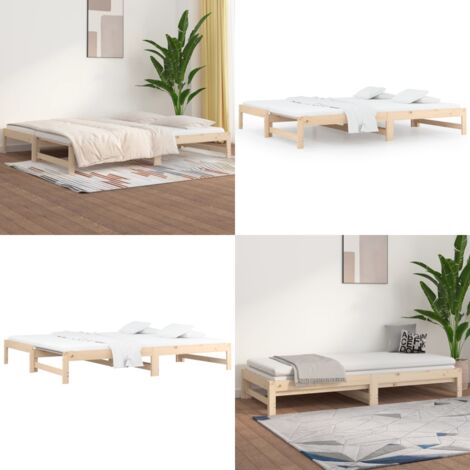 Dormeuse Estraibile 2x(90x200) cm Legno Massello di Pino - Divano letto - Letto estraibile