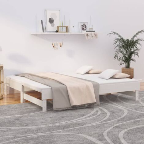 Dormeuse Estraibile Bianca 2x(90x190) cm Legno Massello di Pino vidaXL