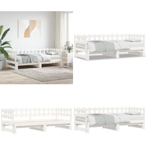 Dormeuse Estraibile Bianca 2x(90x200) cm Legno Massello di Pino - Divano letto - Letto estraibile