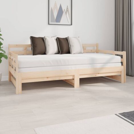 Letto imbottito 90 x 200 cm x 2 divani letto estraibile con bracciolo, letto  per ragazzi salvaspazio con design elegante in tessuto di lino resistente,  con doghe in legno, beige : 