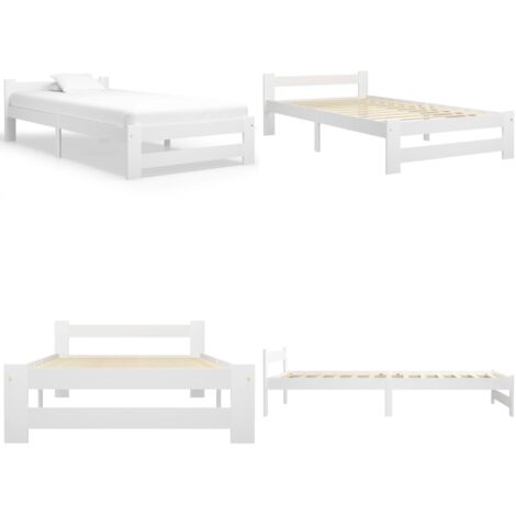 Dormeuse Estraibile senza Materasso Bianca Legno Pino 100x200cm - Letto con giroletto - Letto in legno