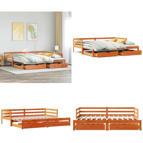 Dormeuse Letto Estraibile e Cassetti Marrone Cera 80x200cm Pino - Divano letto - Letto per ospiti