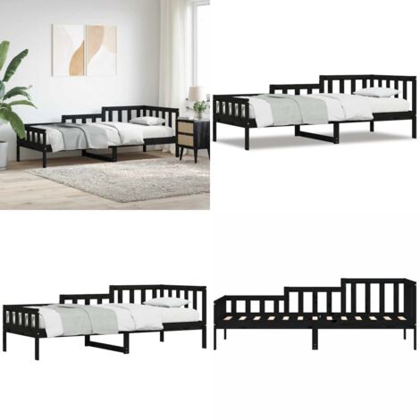 Dormeuse Nera 80x200 cm in Legno Massello di Pino - Divano letto - Letto in pino