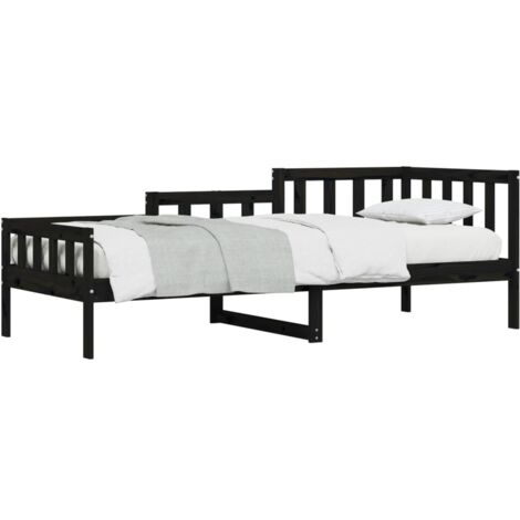 Dormeuse Nera 90x190 cm in Legno Massello di Pino vidaXL