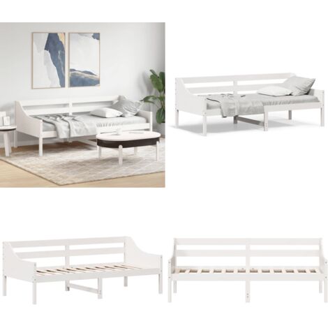 Dormeuse senza Materasso Bianca 80x200 cm Legno Massello Pino - Divano letto - Letto con sponde