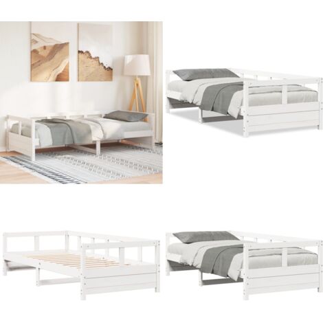 Dormeuse senza Materasso Bianca 80x200 cm Legno Massello Pino - Letto con telaio - Materasso per divano letto