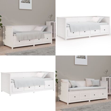 Dormeuse senza Materasso Bianca 90x190 cm Legno Massello Pino - Letto con cassetti - Divano letto