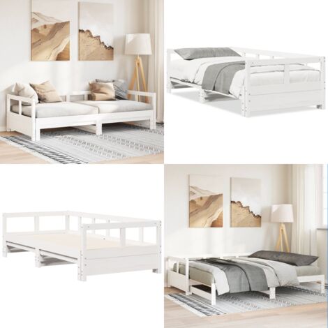 Dormeuse senza Materasso Bianca 90x200 cm Legno Massello Pino - Divano letto - Letto estraibile