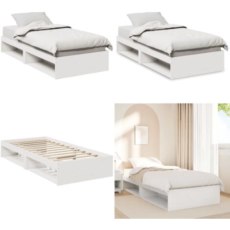 Dormeuse senza Materasso Bianca 90x200 cm Legno Massello Pino - Letto con doghe - Letto senza molle
