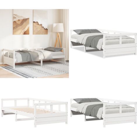 Dormeuse senza Materasso Bianca 90x200 cm Legno Massello Pino - Letto con telaio - Materasso per divano letto