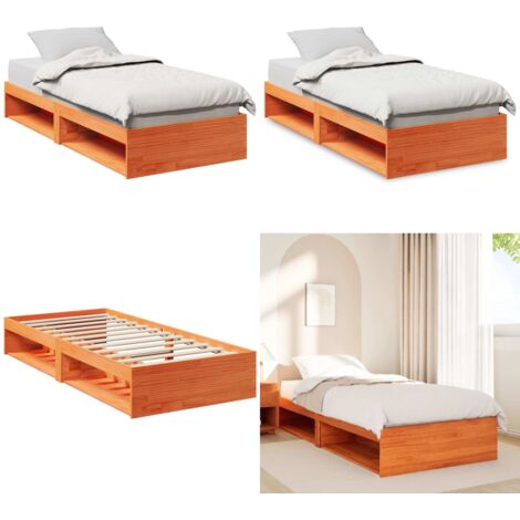 Dormeuse senza Materasso Marrone Cera 80x200 cm Legno di Pino - Letto senza materasso - Letto con doghe