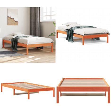Dormeuse senza Materasso Marrone Cera 90x200 cm Legno di Pino - Letto in legno - Letto con doghe