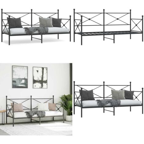 Dormeuse senza Materasso Nero 90x200 cm in Acciaio - Letto senza materasso - Letto in acciaio