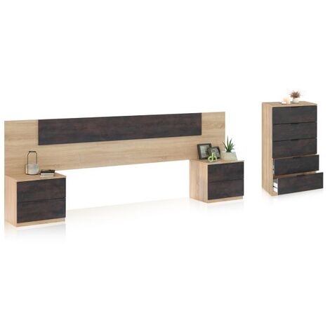 Dormitorio Akari 5C Roble Canadian - Óxido (ancho) x 95cm (alto)