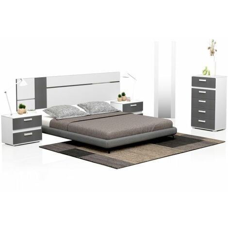 Dormitorio Ataneq Air 5C Blanco - Grafito (ancho) x (alto) - Blanco - Grafito